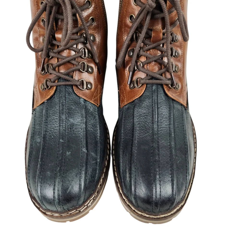 Crēvo Kannard Chestnut Brown Black Leather Water Resistant Duck Boot Men Size 13